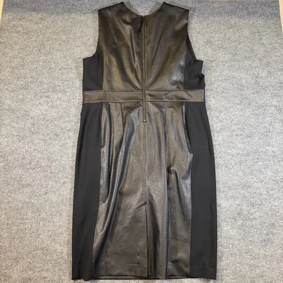 Spanx‎ Womens Leather-Like Combo Fitted Sheath Dress Size 1X Luxe Black NWOT - Picture 2 of 9